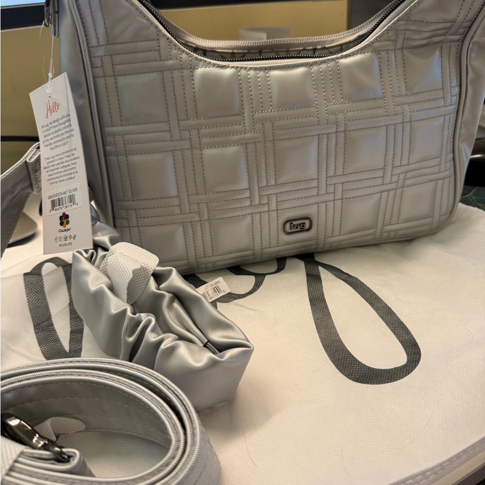 NWT Lug Groove Metallic Silver Shoulder Bag